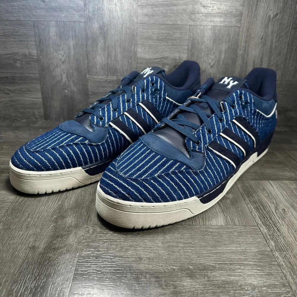 Adidas Rivalry Low 86 Mens 19 Navy Blue Pinstripe NY Streetwear Suede NEW IE7183
